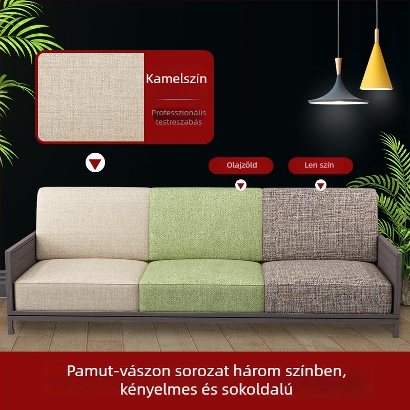 Személyre szabott kanapé párnák magas sűrűségű habbal, masív mahagónifa kerettel, textilbázisú bevonattal, vastagabb és merev hát- és ülőpárnák