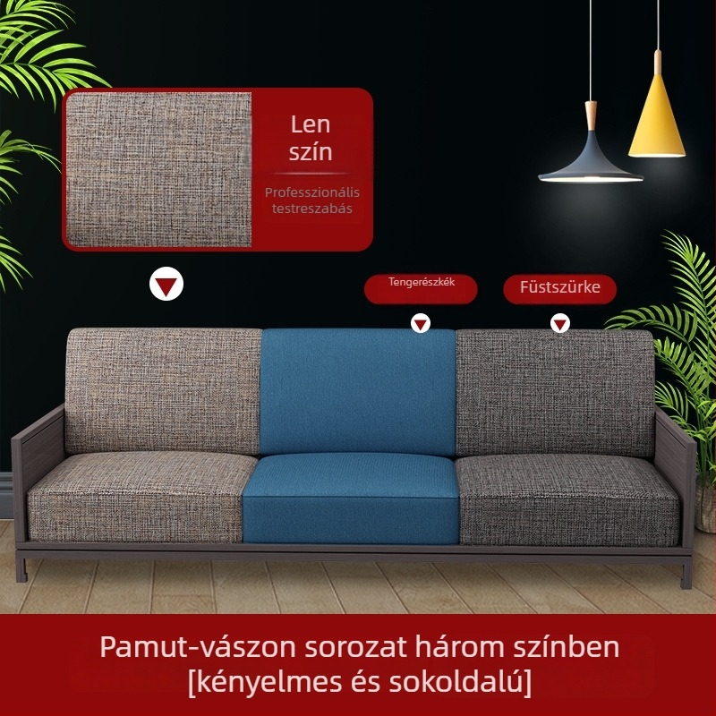 Személyre szabott kanapé párnák magas sűrűségű habbal, masív mahagónifa kerettel, textilbázisú bevonattal, vastagabb és merev hát- és ülőpárnák