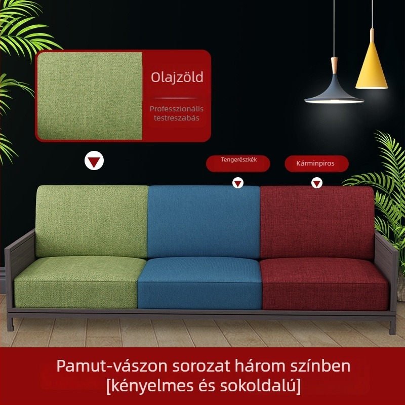 Személyre szabott kanapé párnák magas sűrűségű habbal, masív mahagónifa kerettel, textilbázisú bevonattal, vastagabb és merev hát- és ülőpárnák
