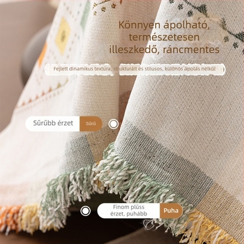 Chenille kanapéhuzat bohem stílusban, geometriai mintával, sarokkanapéhoz
