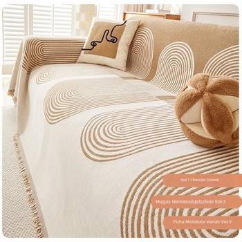 Chenille kanapévédő, minimalist stílusú nordikus dizájn, csíkos mintázat, általános kanapéhoz, egész éves, macskakarcolás elleni védelem