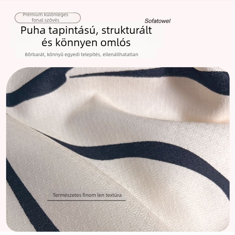 Háromüléses kanapéhuzat poliészterből, geometriai és virágos mintával, INS-stílus