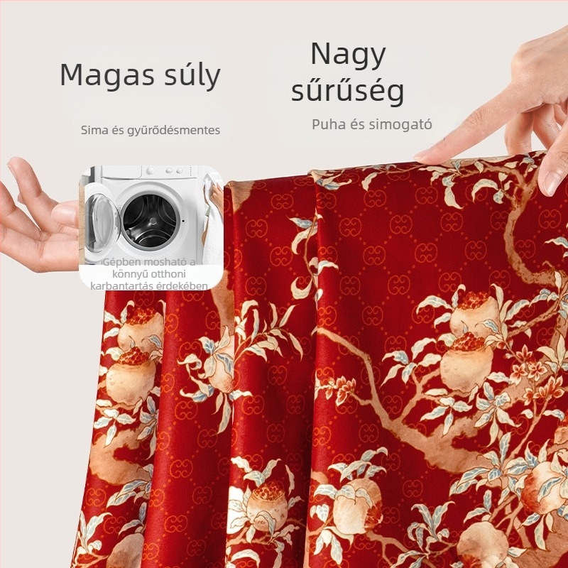 Chenille kanapé párna ünnepi kínai stílusban piros gránátalma mintával, mahagóni háromüléses kanapóhoz, egész éves használatra, 2025-ös új kanapéhuzat