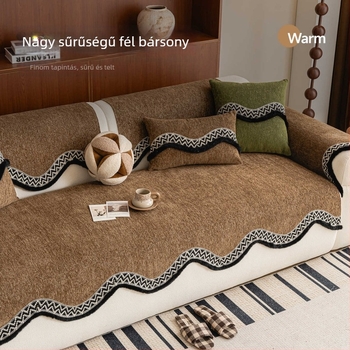 Chenille retro kanapé párna – négy évszakos, rögzített csúszásmentes, macskakarcolás elleni