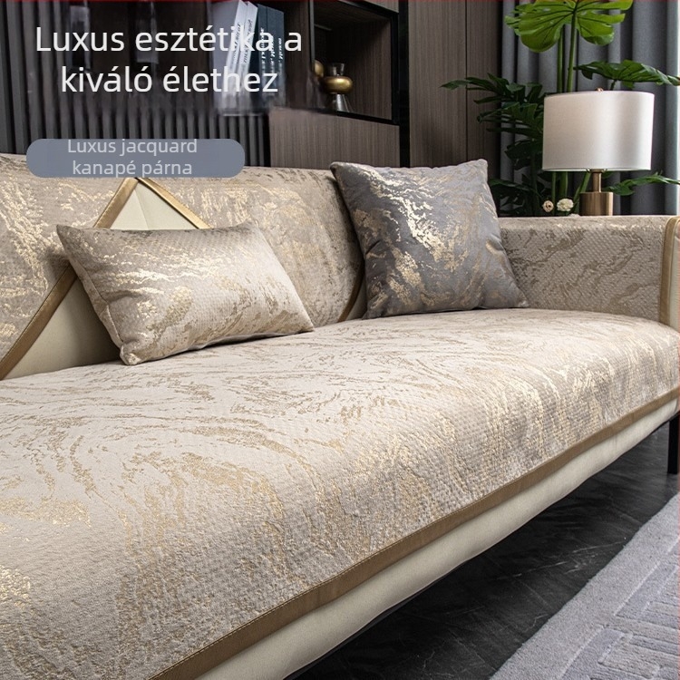 Négy évszakos luxus Jacquard kanapé párna és háttámla huzat Chenille anyagból, csúszásmentes védelem
