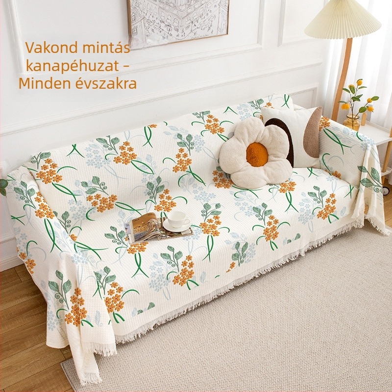 Floral mintás INS stílusú kanapétakaró – univerzális védőhuzat több üléses kanapóhoz, minden évszakra