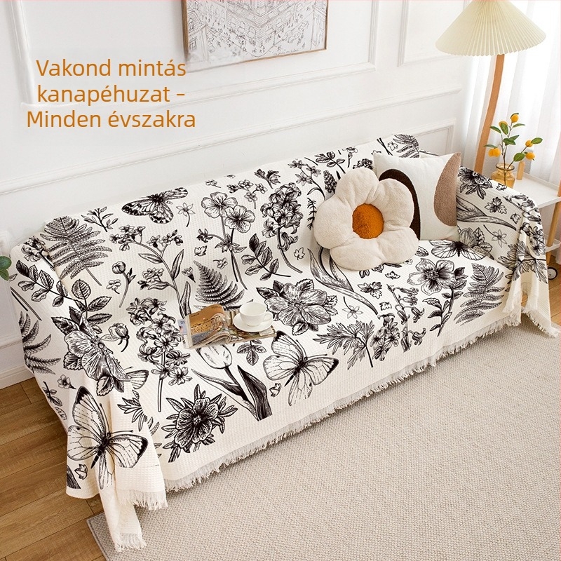 Floral mintás INS stílusú kanapétakaró – univerzális védőhuzat több üléses kanapóhoz, minden évszakra