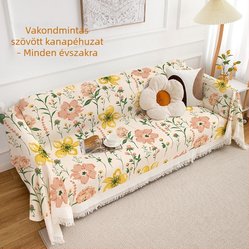 Floral mintás INS stílusú kanapétakaró – univerzális védőhuzat több üléses kanapóhoz, minden évszakra