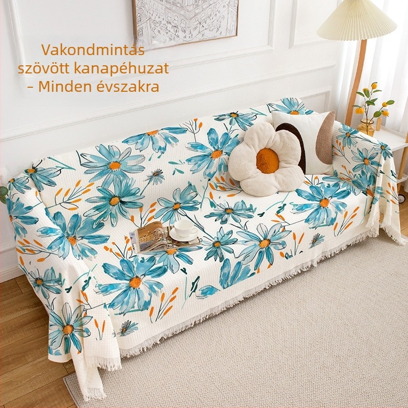 Floral mintás INS stílusú kanapétakaró – univerzális védőhuzat több üléses kanapóhoz, minden évszakra
