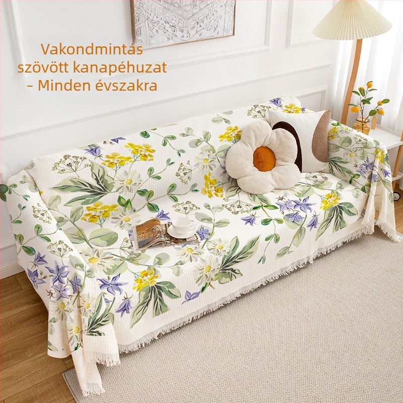 Floral mintás INS stílusú kanapétakaró – univerzális védőhuzat több üléses kanapóhoz, minden évszakra