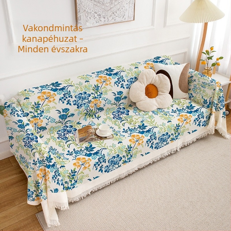 Floral mintás INS stílusú kanapétakaró – univerzális védőhuzat több üléses kanapóhoz, minden évszakra
