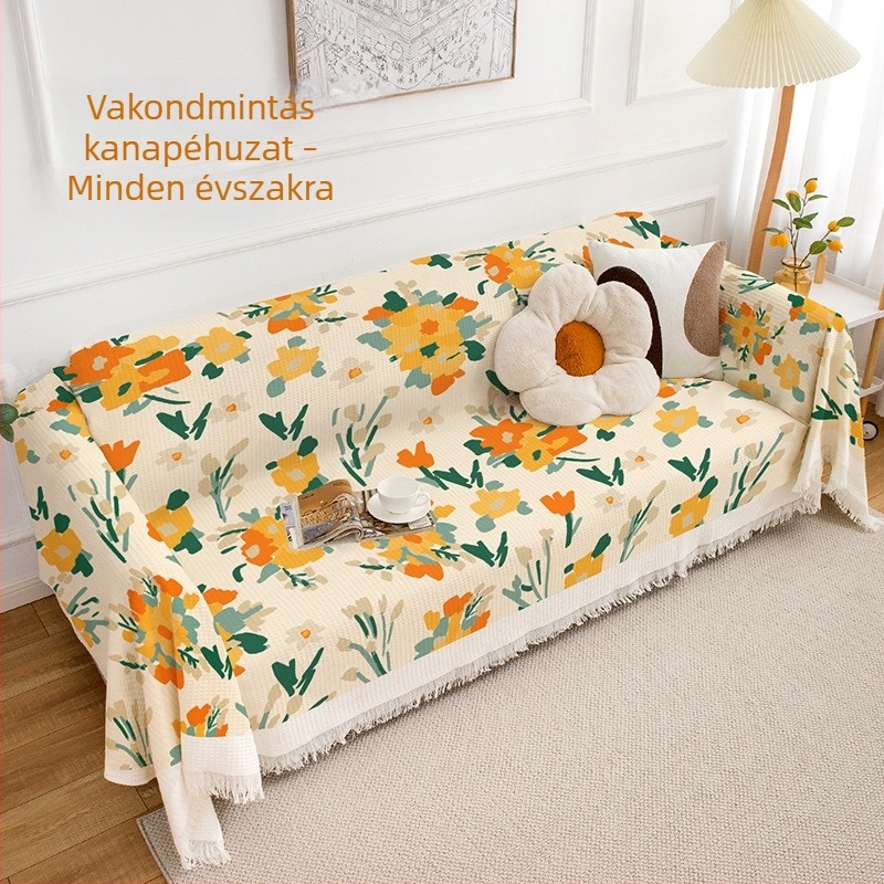 Floral mintás INS stílusú kanapétakaró – univerzális védőhuzat több üléses kanapóhoz, minden évszakra