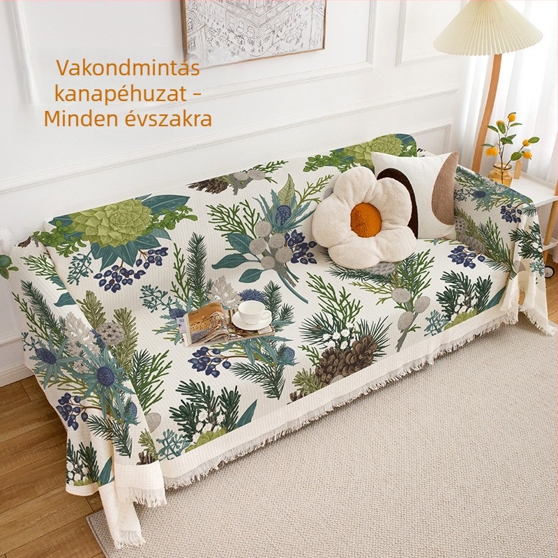 Floral mintás INS stílusú kanapétakaró – univerzális védőhuzat több üléses kanapóhoz, minden évszakra