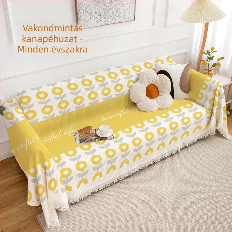 Floral mintás INS stílusú kanapétakaró – univerzális védőhuzat több üléses kanapóhoz, minden évszakra
