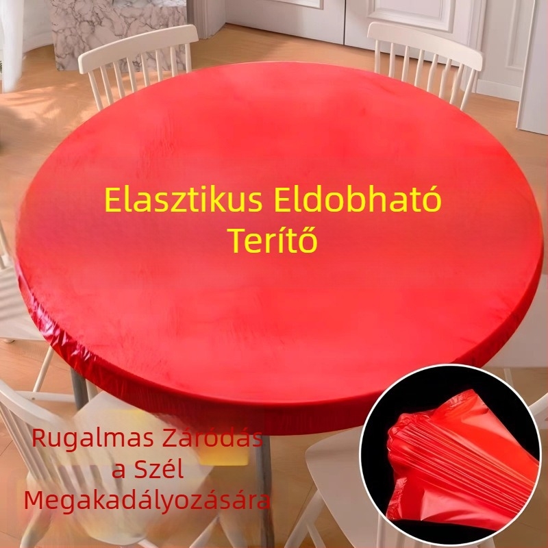 Egyszer használatos műanyag asztalterítő olaj- és vízálló, elasztikus szélekkel, nem igényli a mosást, ünnepi rendezvényekhez, univerzális, vastagított, standokra.