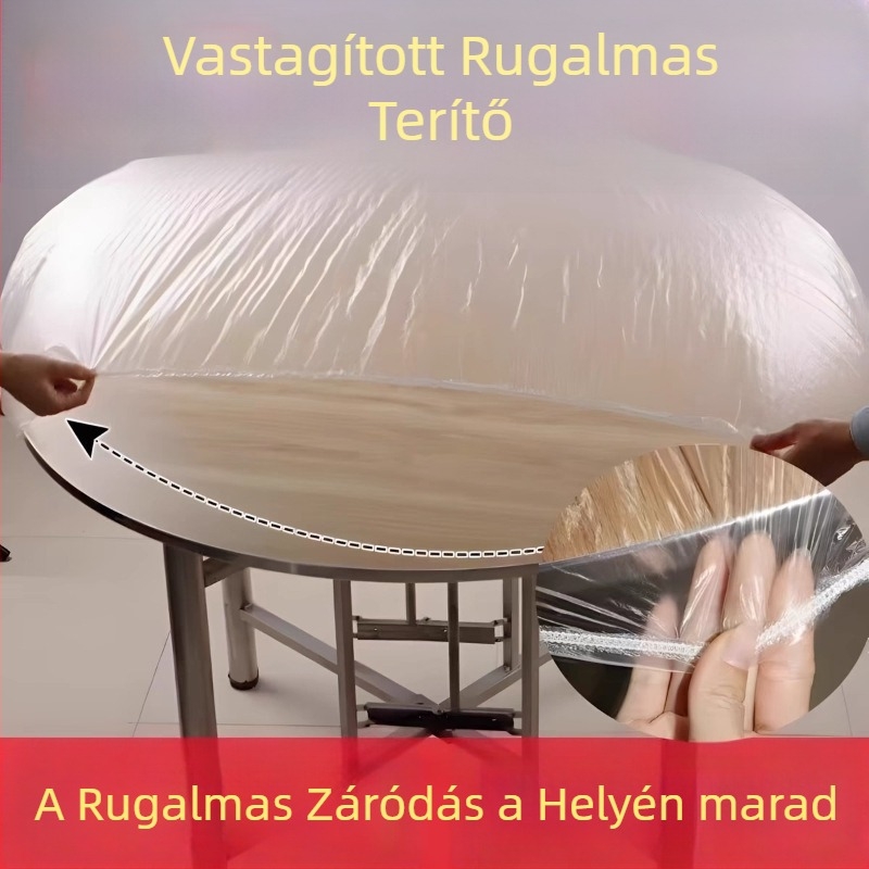 Egyszer használatos műanyag asztalterítő olaj- és vízálló, elasztikus szélekkel, nem igényli a mosást, ünnepi rendezvényekhez, univerzális, vastagított, standokra.