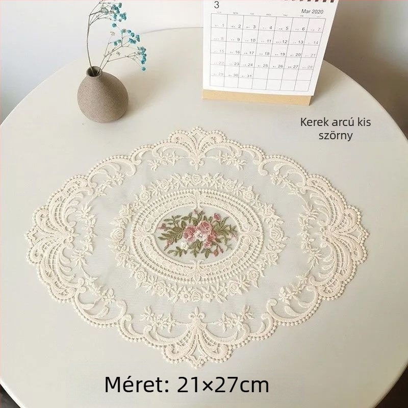 Oval alakú asztalterítő, francia stílus, kör mintázat (oval alakú, francia stílus, kör mintázat, csúszásmentes)