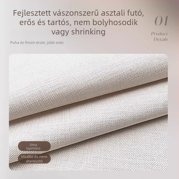 Asztalterítő pamut–len keverék, csúszásmentes, virágos minta