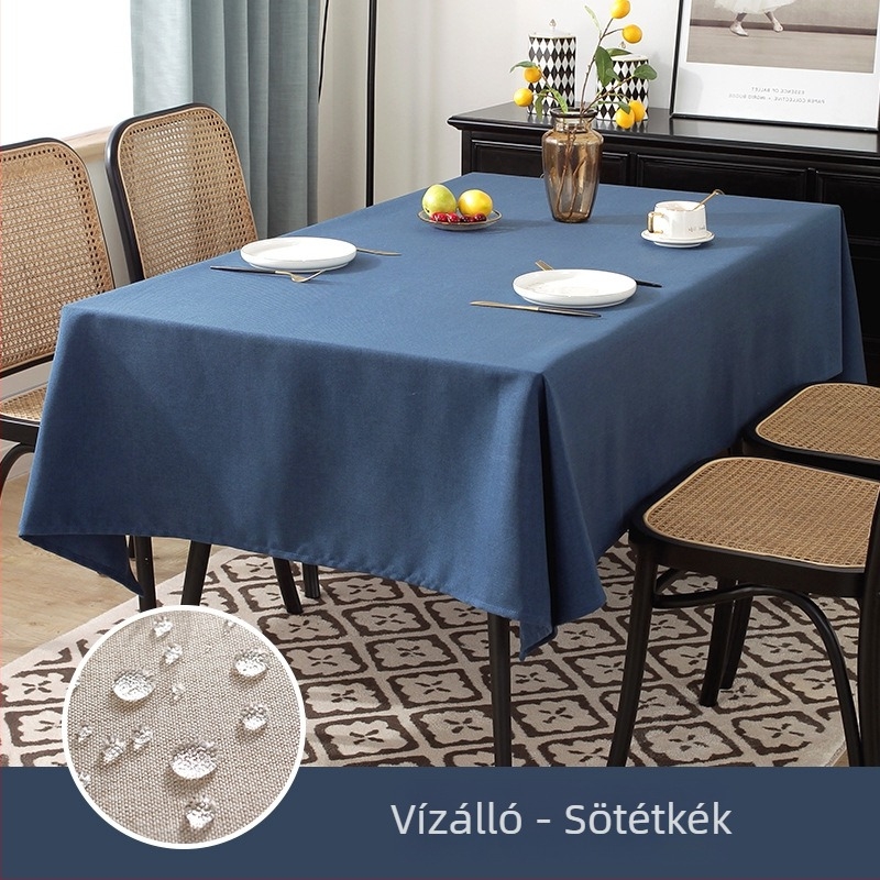 Skandináv stílusú asztalterítő, víz- és olajálló, egyszínű, pamut-len imitációs textúrával