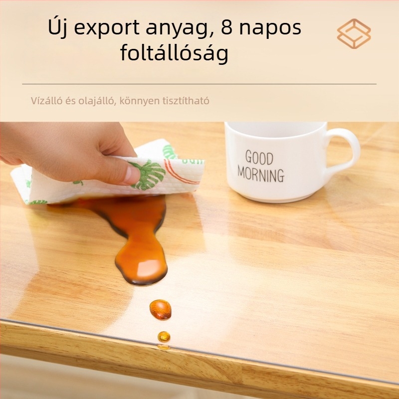 Áttetsző PVC asztaltakaró védő, téglalap alakú, vízálló, olajálló, porálló, hőálló