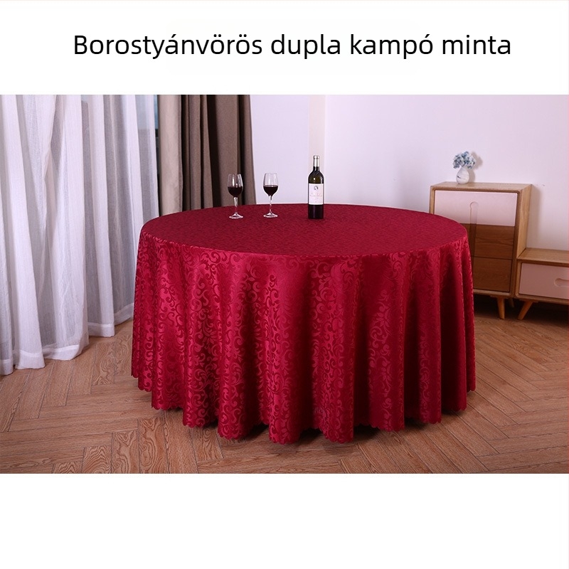 Kör alakú asztalterítő poliészterből, jacquard, virágos mintával (anyag: poliészter; forma: kör; minta: virágos; funkció: kopásálló)
