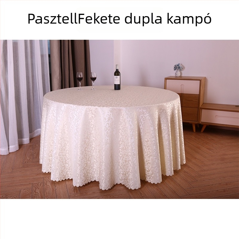 Kör alakú asztalterítő poliészterből, jacquard, virágos mintával (anyag: poliészter; forma: kör; minta: virágos; funkció: kopásálló)
