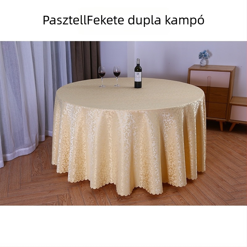 Kör alakú asztalterítő poliészterből, jacquard, virágos mintával (anyag: poliészter; forma: kör; minta: virágos; funkció: kopásálló)