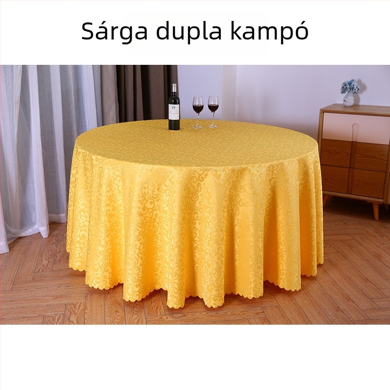 Kör alakú asztalterítő poliészterből, jacquard, virágos mintával (anyag: poliészter; forma: kör; minta: virágos; funkció: kopásálló)