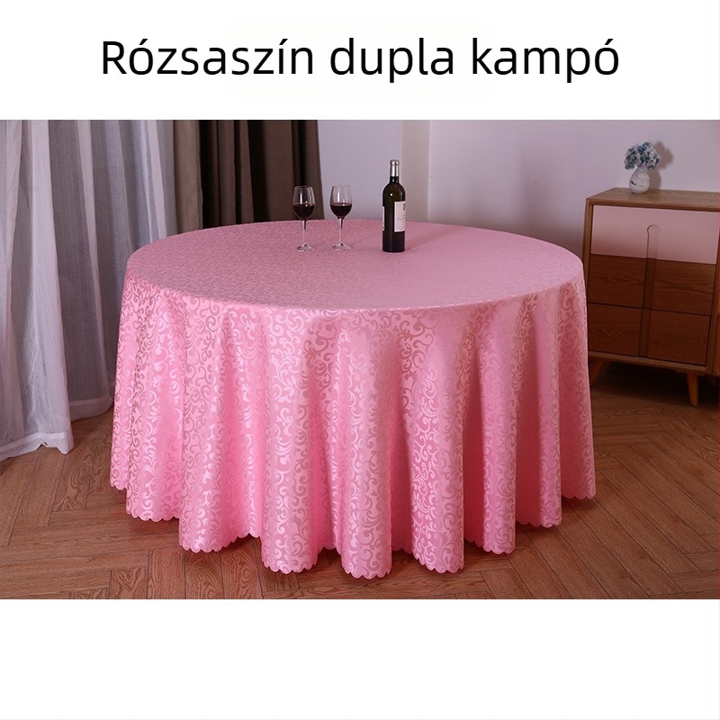 Kör alakú asztalterítő poliészterből, jacquard, virágos mintával (anyag: poliészter; forma: kör; minta: virágos; funkció: kopásálló)