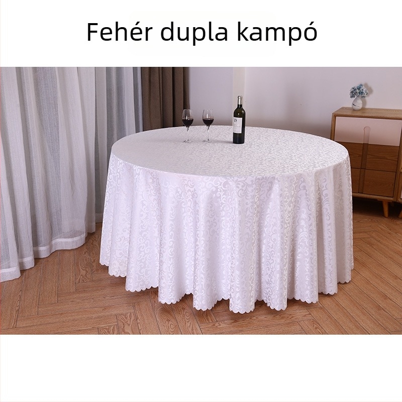 Kör alakú asztalterítő poliészterből, jacquard, virágos mintával (anyag: poliészter; forma: kör; minta: virágos; funkció: kopásálló)