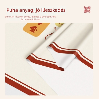 Vörös újévi asztalterítő, vízálló és olajálló, mosás nélkül, hőálló, félkör alakú PVC asztalterítő kávéasztalhoz, ünnepi luxus hangulat