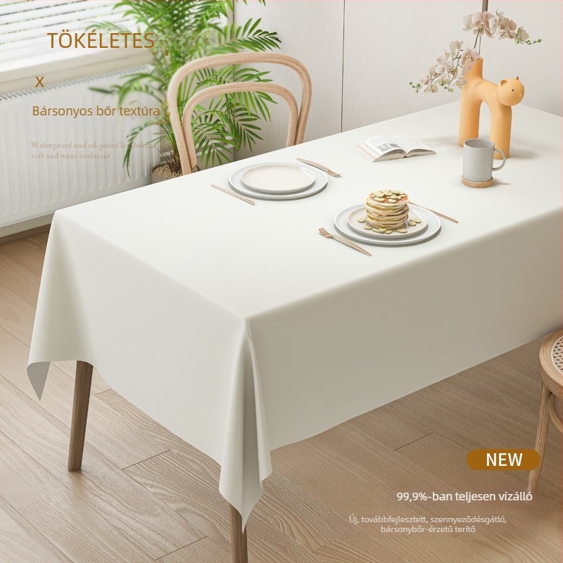 Krémszínű báránybőr asztalterítő, egyszínű, könnyen karbantartható, olaj- és vízálló, téglalap alakú, modern minimalista stílus.