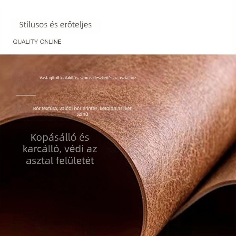 Bőrből készült étkezőasztal alátét, négyszögletes, egyszínű, vízálló és olajálló