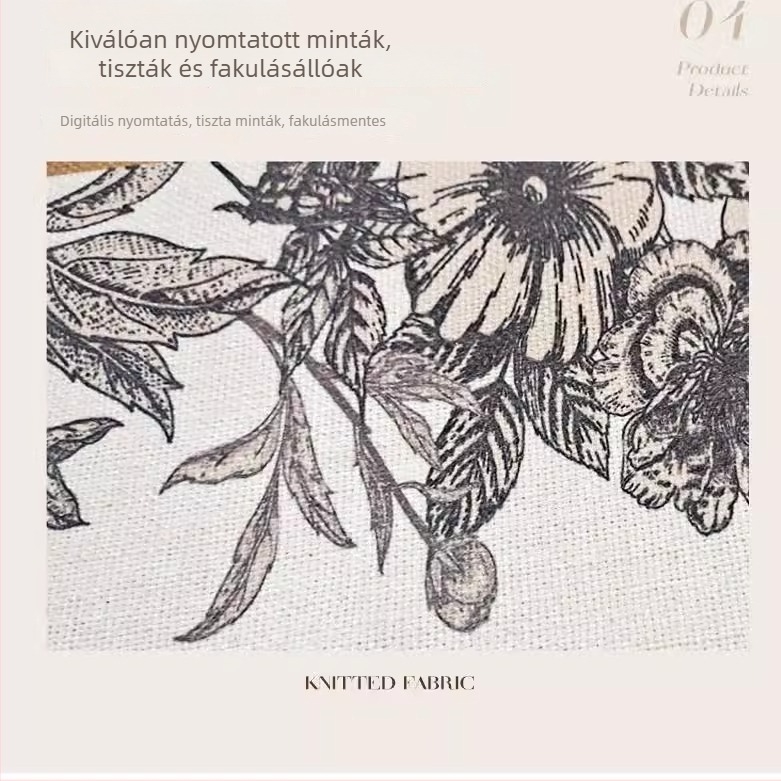 Amerikai stílusú retro romantikus olajfestmény-stílusú asztalterítő, lenhatású textúrájú anyagból, vízálló, jacquard dizájn, vidéki hangvétel
