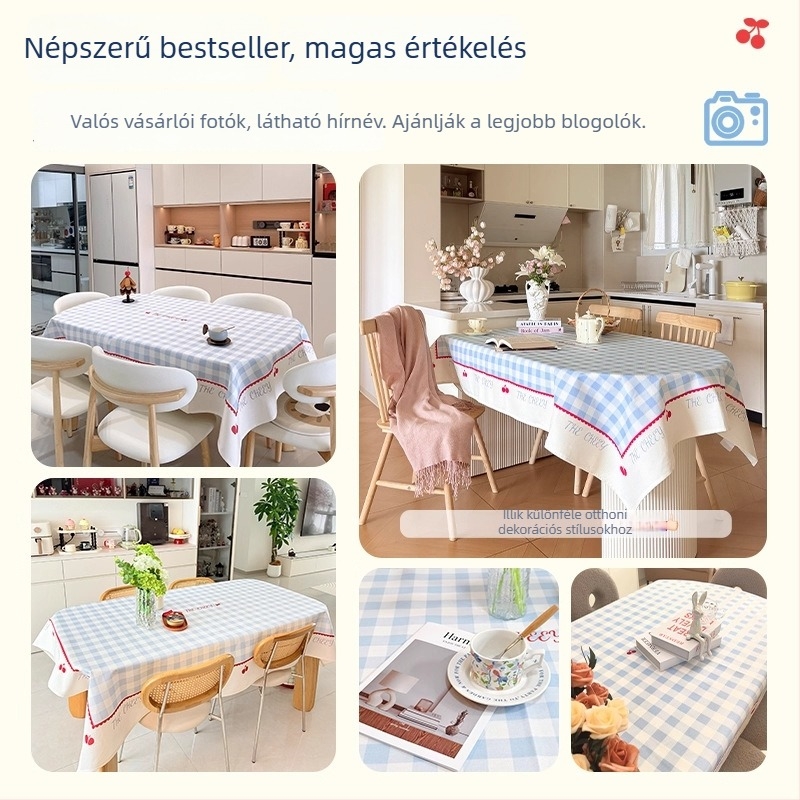 Asztalterítő - vízálló, olajálló, hőszigetelő; anyag: pamut-szerű len; minta: nyomtatott; friss és egyszerű stílus