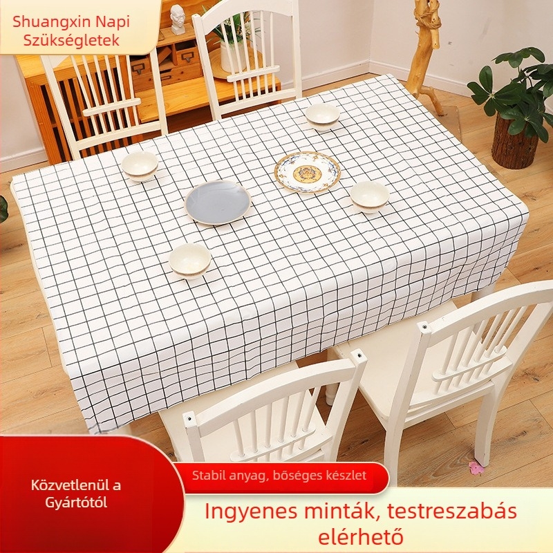 PEVA asztalterítő, négyszögletes, rácsmintás, vízálló, olajálló és szennyeződésálló, modern minimalista stílus