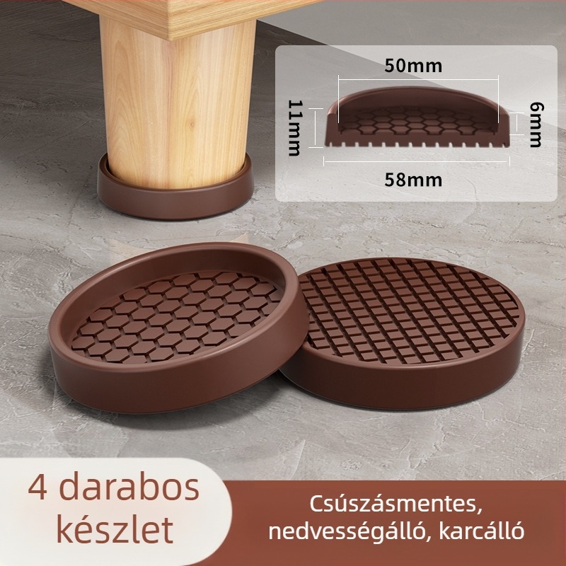 Gumi anyagú lábvédők asztal- és szék lábaira, kör alakúak, vízállóak és csúszásmentesek, kopásálló, 4 darabos készlet