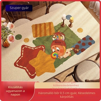 Modern minimalista bőr asztal alátét rajzfilmszereplőkkel, 1 mm vastagságú, vízálló és foltálló, könnyen tisztítható, gyerekszobába