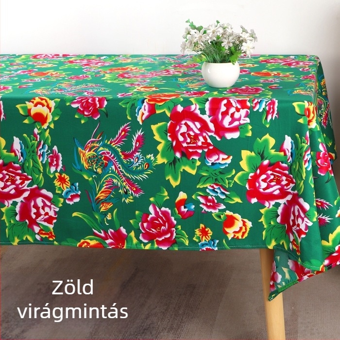 Etno-stílusú nyomtatott asztalterítő, négyzet alakú, nagy virágos mintával, éttermeknek, teázóknak és bároknak
