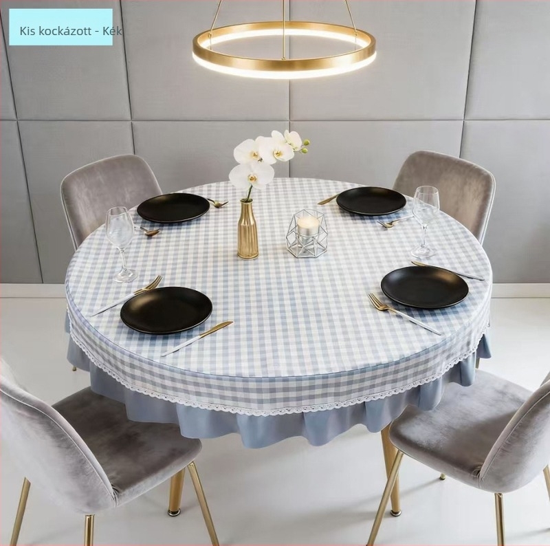 Kerek asztalterítő kevert anyagból, vízálló, olajálló, foltálló, mosás nélkül, modern minimalista stílus
