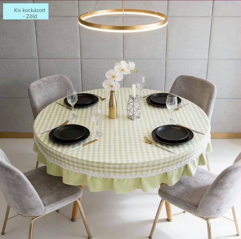 Kerek asztalterítő kevert anyagból, vízálló, olajálló, foltálló, mosás nélkül, modern minimalista stílus