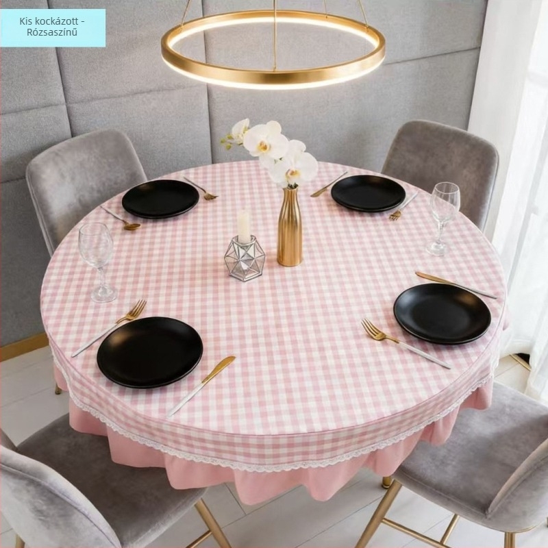 Kerek asztalterítő kevert anyagból, vízálló, olajálló, foltálló, mosás nélkül, modern minimalista stílus