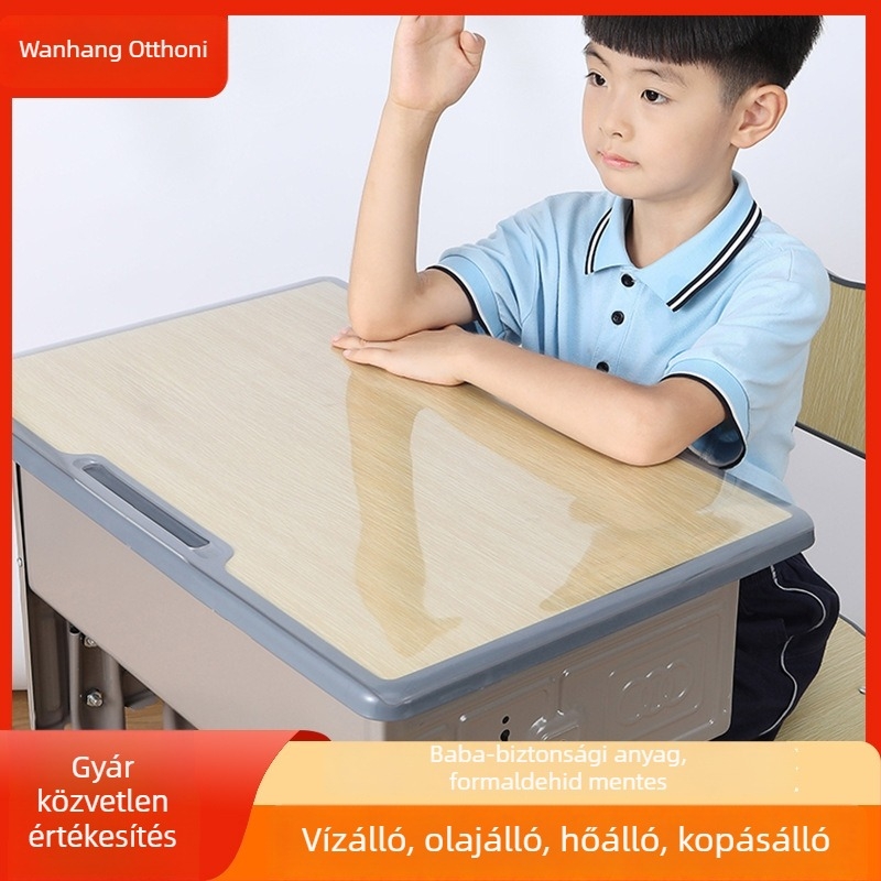 Átlátszó PVC asztalvédő gyerekeknek, általános iskola számára, víz- és olajálló, szagtalan, kristályos felület