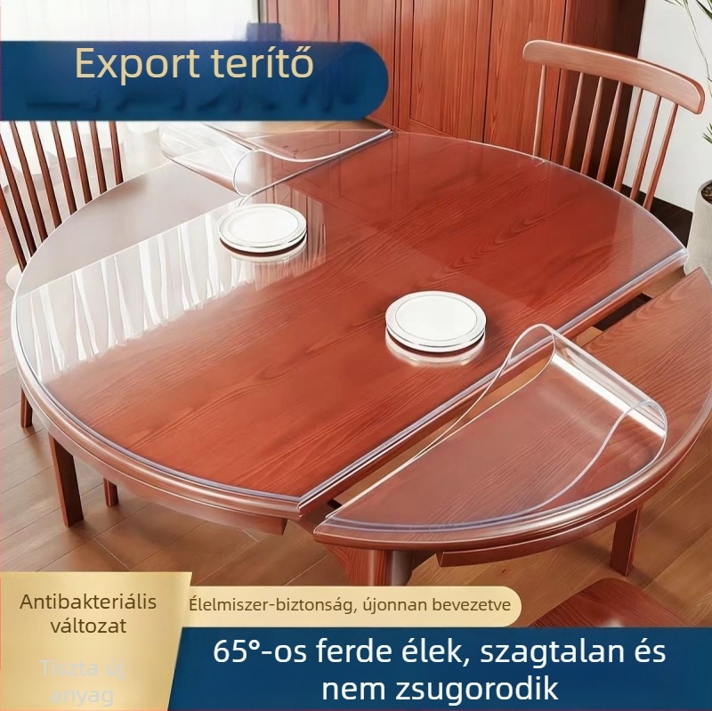 Áttetsző PVC körkörös asztalterítő, víz- és olajálló, hőálló, összecsukható, törölhető felület