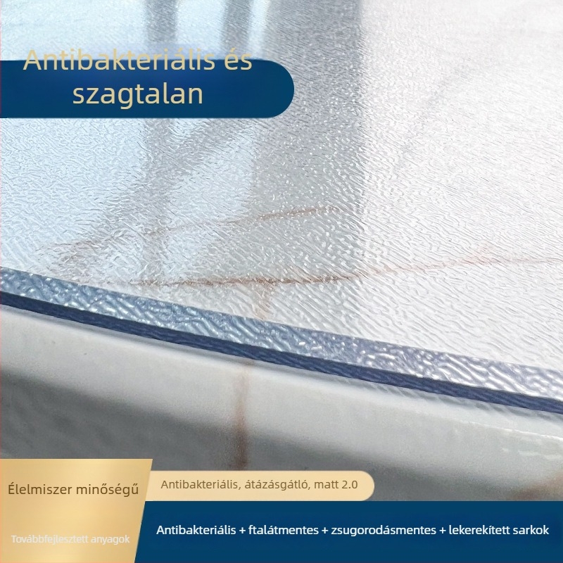 Áttetsző PVC körkörös asztalterítő, víz- és olajálló, hőálló, összecsukható, törölhető felület