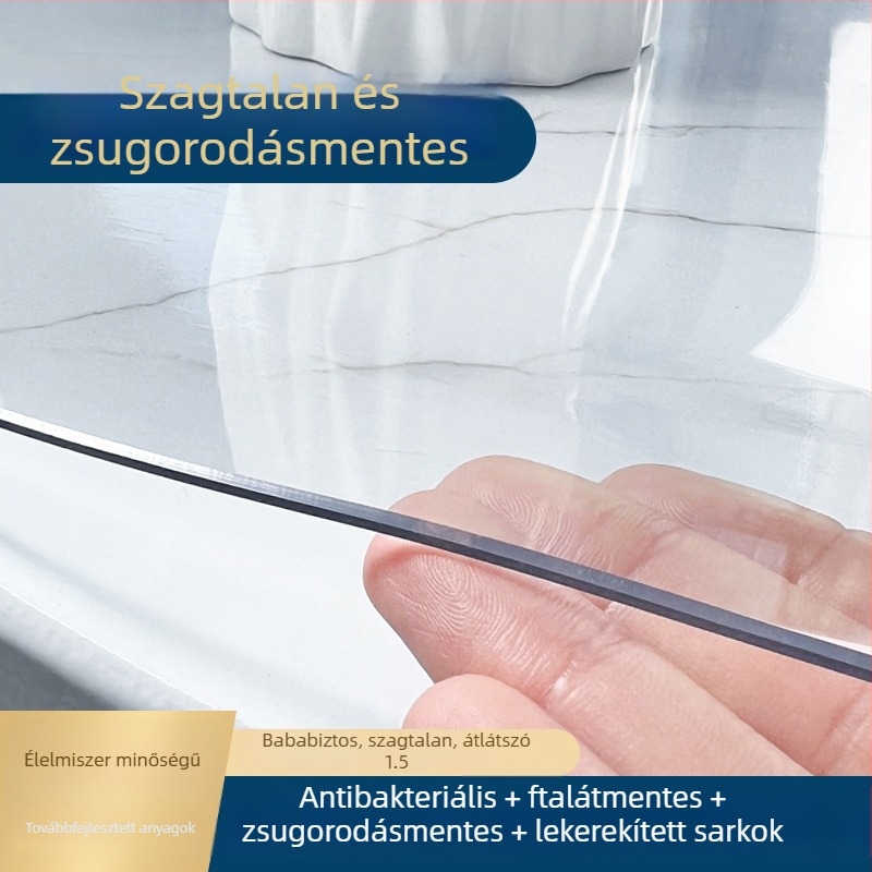 Áttetsző PVC körkörös asztalterítő, víz- és olajálló, hőálló, összecsukható, törölhető felület