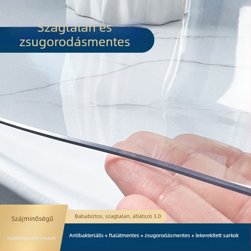 Áttetsző PVC körkörös asztalterítő, víz- és olajálló, hőálló, összecsukható, törölhető felület