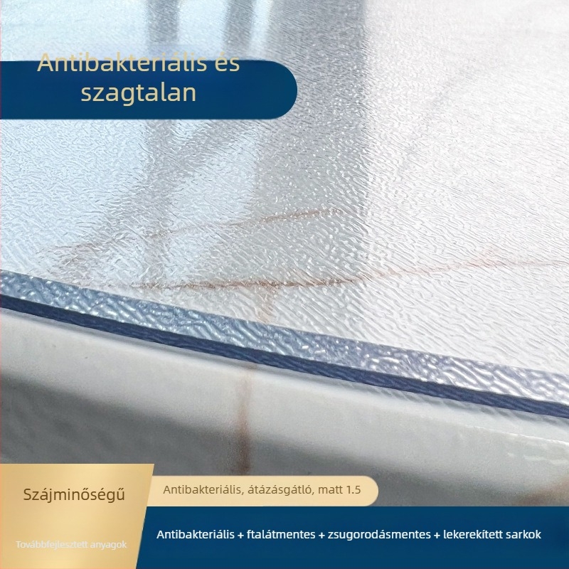Áttetsző PVC körkörös asztalterítő, víz- és olajálló, hőálló, összecsukható, törölhető felület
