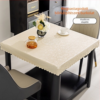 Négyzet alakú PVC asztalterítő, vízálló, por- és olajálló, modern minimalist stílusú, növények és virágok mintával.