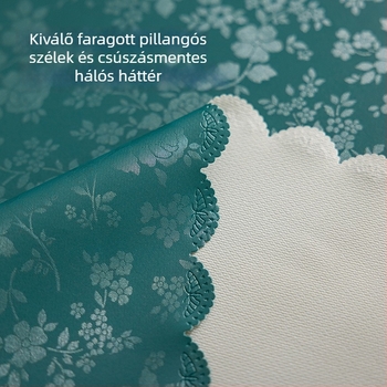 Négyzet alakú PVC asztalterítő, vízálló, por- és olajálló, modern minimalist stílusú, növények és virágok mintával.